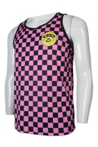 VT227 custom-made lattice vest T-shirt Sublimation 100% polyester vest T-shirt supplier
